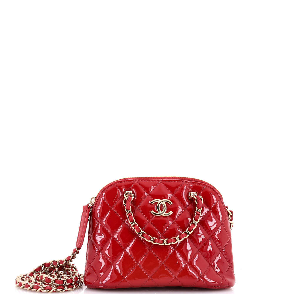 Chanel Mini CC Dome Zip Crossbody Bag Quilted Patent